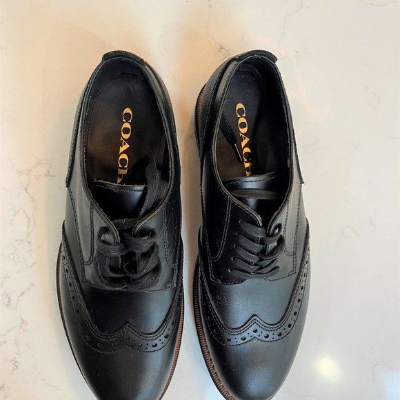 COACH Men\'s Bleecker Wingtip Derby - G1550 - Black - Size 10D